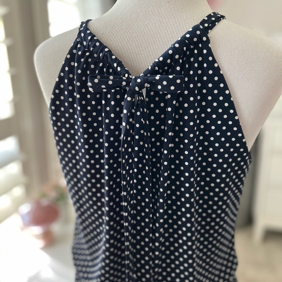 Navy Polka Dot Sleeveless Dress 10 - Picture 7 of 11